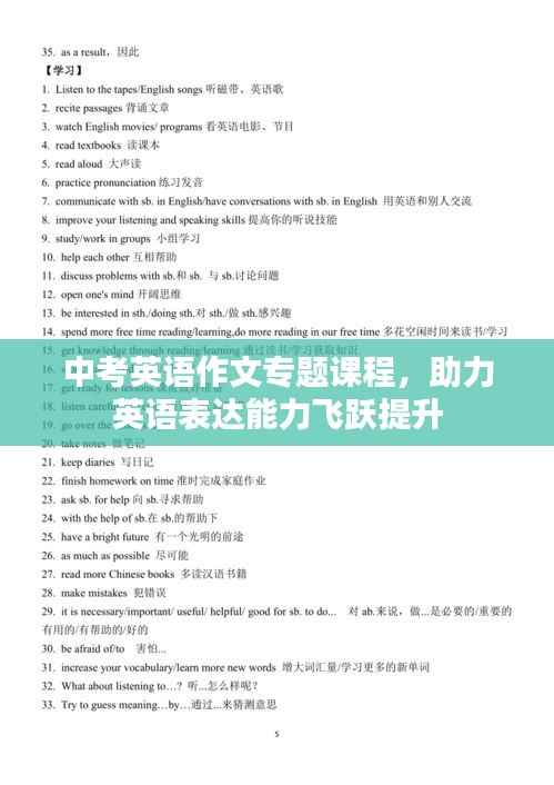 中考英语作文专题课程,助力英语表达能力飞跃提升