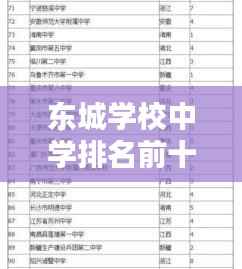 东城学校中学排名前十详解,名校榜单全解析