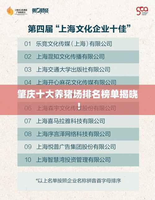 肇庆十大养猪场排名榜单揭晓！