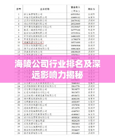 海陵公司行业排名及深远影响力揭秘