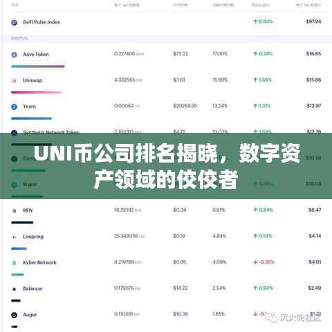 UNI币公司排名揭晓，数字资产领域的佼佼者