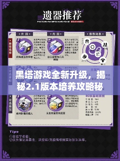 黑塔游戏全新升级，揭秘2.1版本培养攻略秘籍