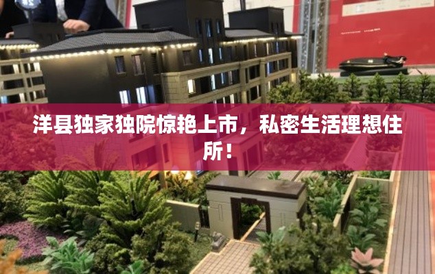 洋县独家独院惊艳上市，私密生活理想住所！