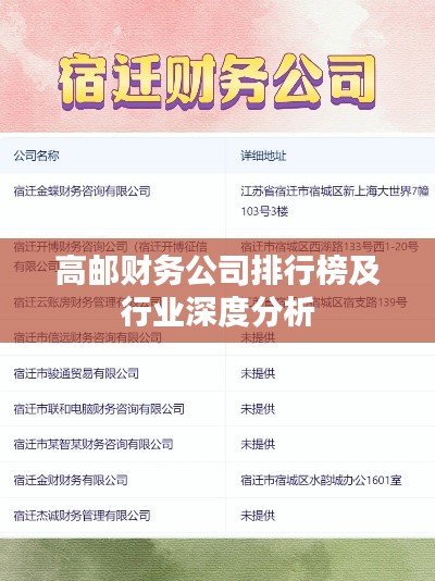 高邮财务公司排行榜及行业深度分析