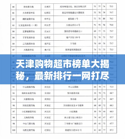 天津购物超市榜单大揭秘，最新排行一网打尽！