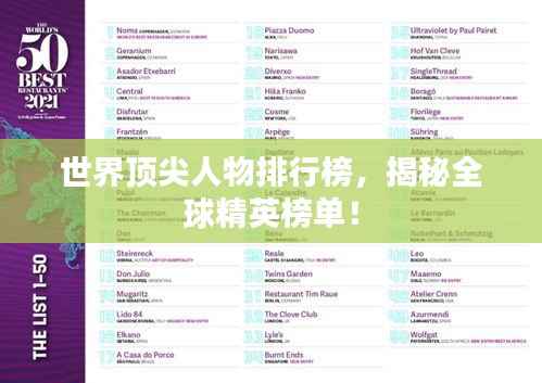 世界顶尖人物排行榜，揭秘全球精英榜单！