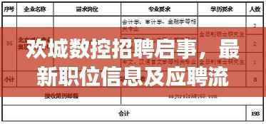 欢城数控招聘启事，最新职位信息及应聘流程全解析