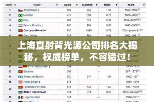 上海直射背光源公司排名大揭秘，权威榜单，不容错过！
