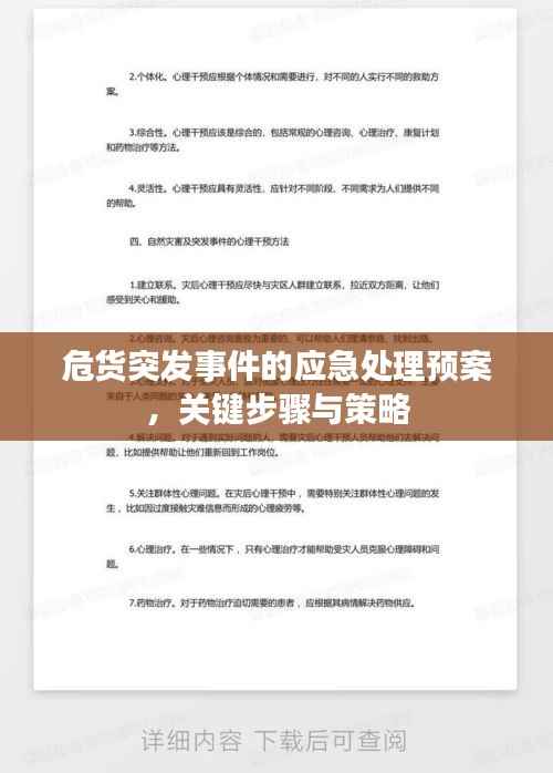 危货突发事件的应急处理预案,关键步骤与策略