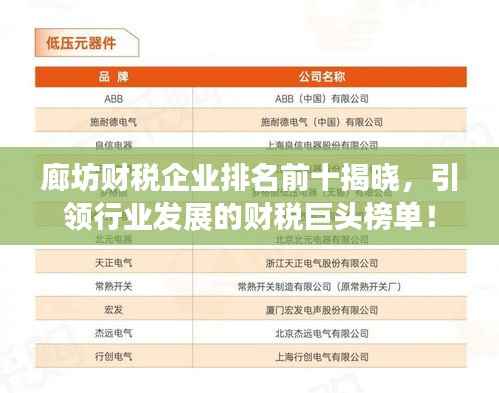 廊坊财税企业排名前十揭晓，引领行业发展的财税巨头榜单！